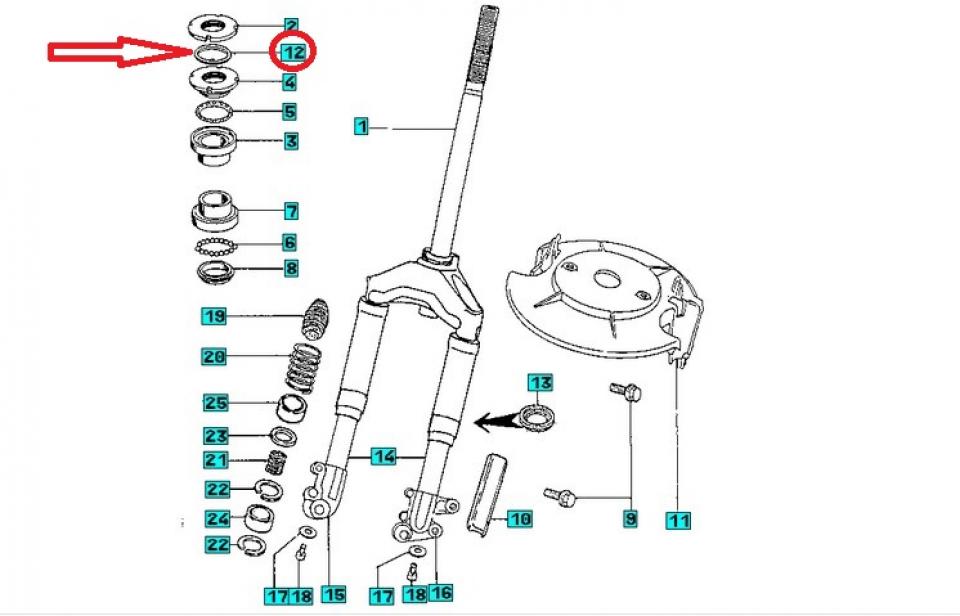 Rondelle ergot colonne direction pour scooter Peugeot 50 Squab 735090 30x40x2.6