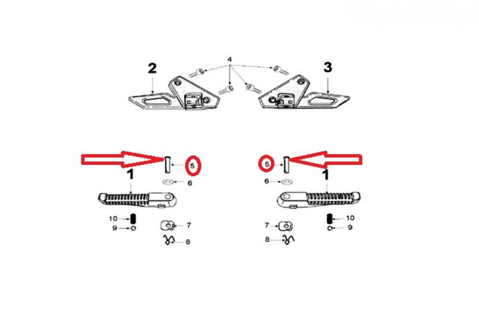 Axe fixation repose pied pour scooter Peugeot 50 Speedfight 4 774883 8x40mm Neuf