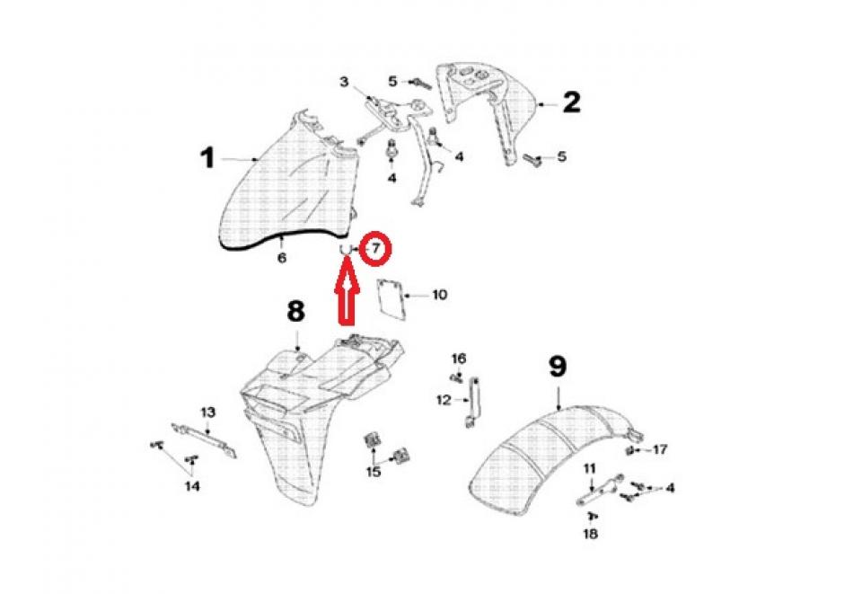 Agrafe garde boue AV pour scooter Peugeot 50 V-Clic 2007 à 2017 759376 Neuf