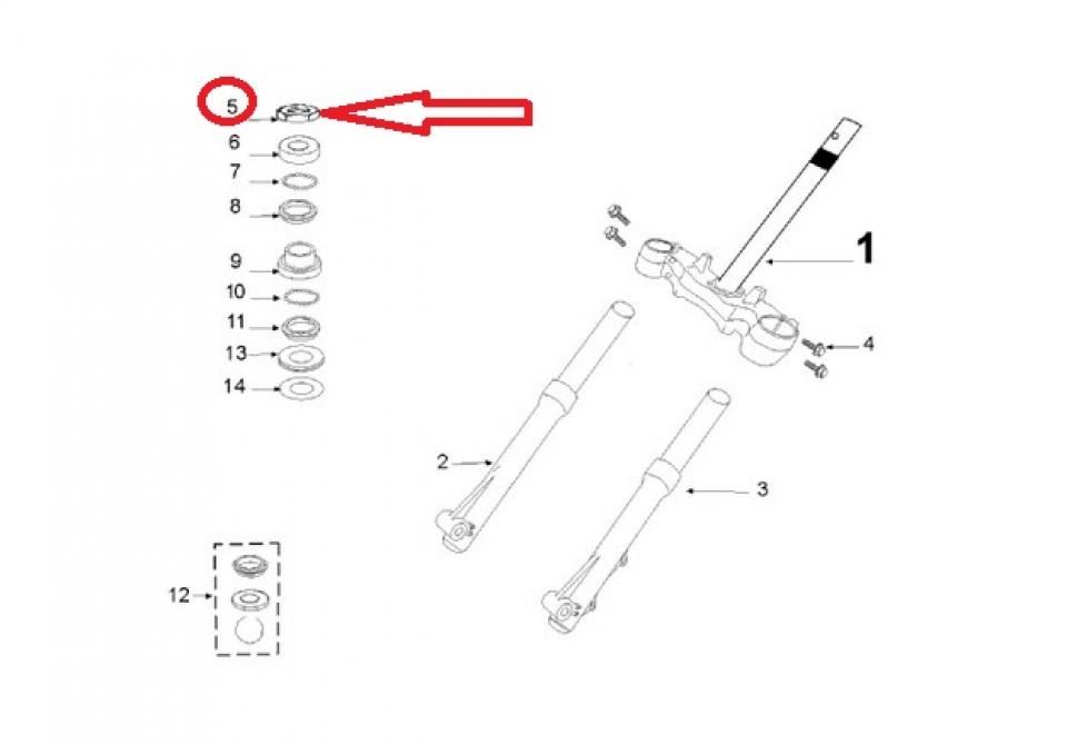 Écrou colonne de direction M20x100 pour scooter Peugeot 125 Tweet 802012 Neuf