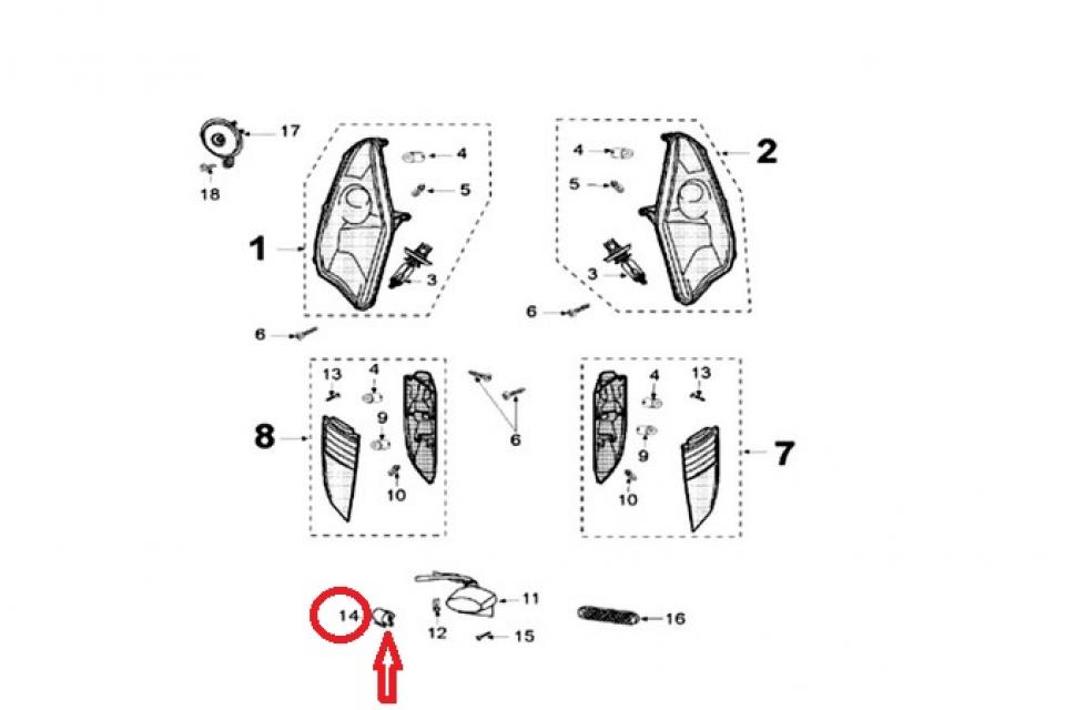Agrafe de bavette AR pour scooter Peugeot 125 Satelis 2006-11 1173653911 Neuf