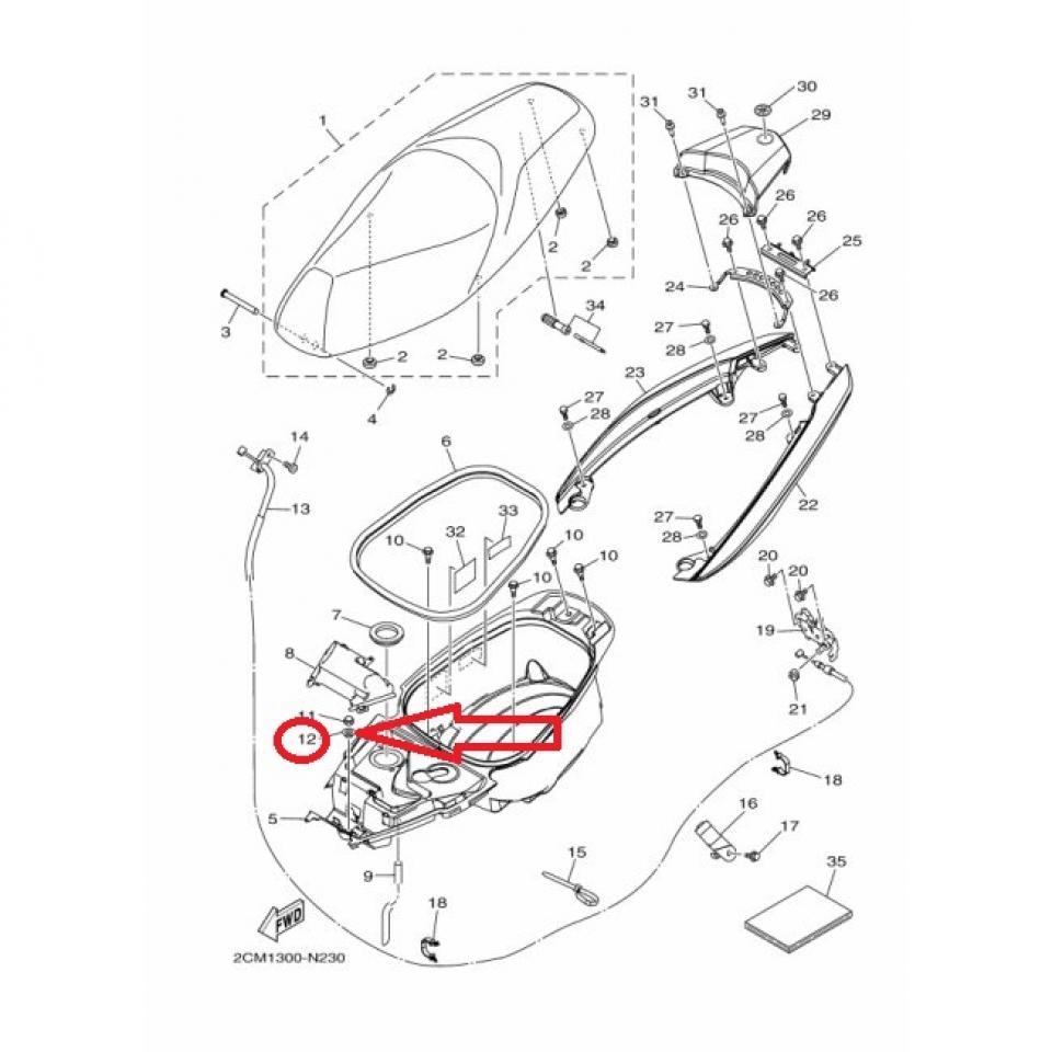Rondelle collerette pour scooter Yamaha 125 Tricity 90387-07828 7x10.6x18 Neuf