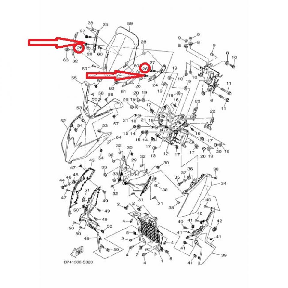 Vis BTR M6x100 L25 pour scooter Yamaha 125 X-Max 2018 à 2022 90110-06380 Neuf