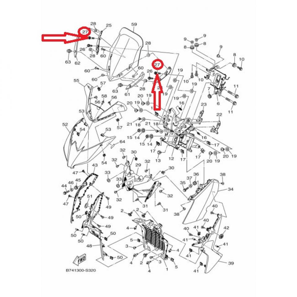 Vis BTR M6x100 L35 pour scooter Yamaha 125 X-Max 2018 à 2022 90109-06009 Neuf