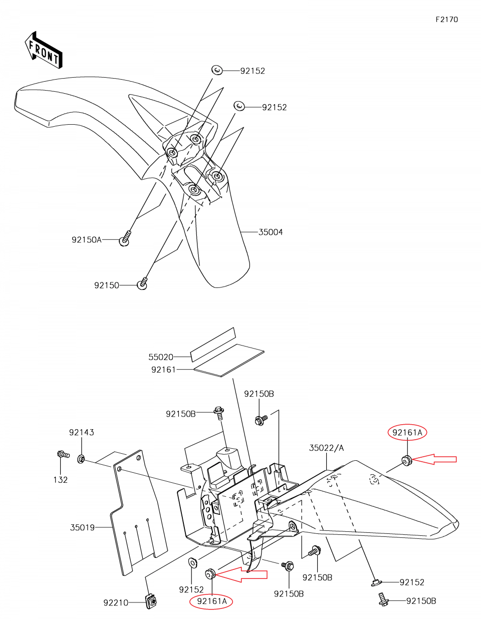 Silentbloc origine pour moto Kawasaki 110 KLX L 2010 à 2017 92161-0864 Neuf