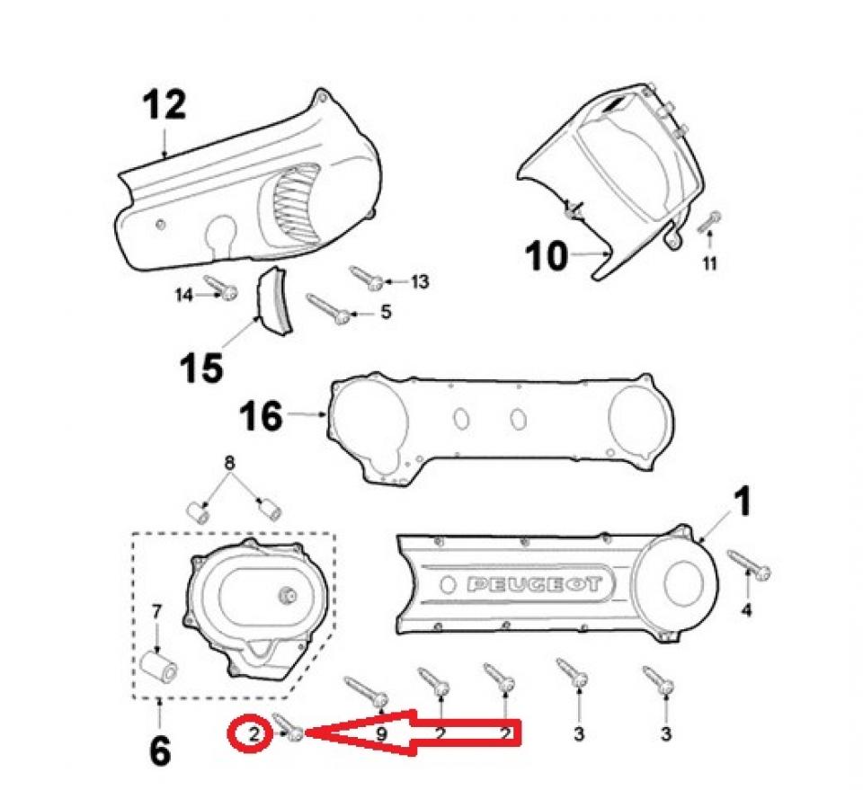 Vis Torx pour mobylette Peugeot 50 103 FOX 1994 à 2004 727069 M6x1.00 L25mm Neuf