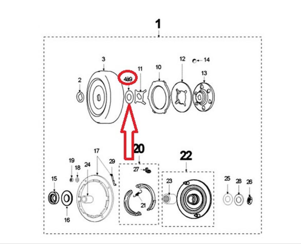 Rondelle calage embrayage pour mobylette Peugeot 50 103 Vogue 045820 16x30x0.8mm
