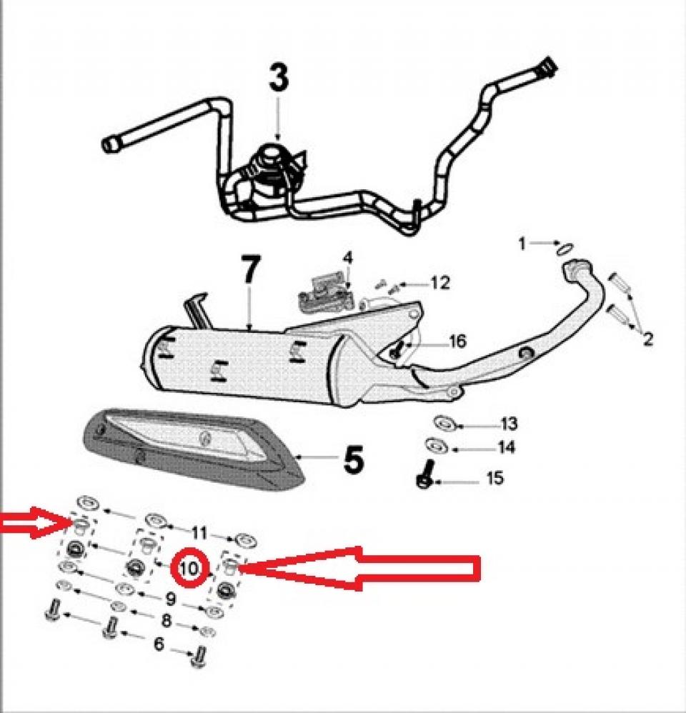 Entretoise épaulée pour scooter Peugeot 50 Tweet 2010-17 802287 6x8.8 12x8.7mm