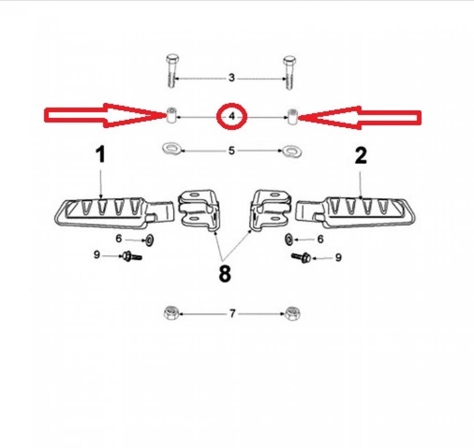 Entretoise repose pied pour scooter Peugeot 50 Ludix One 765635 8x10x20.8 neuf