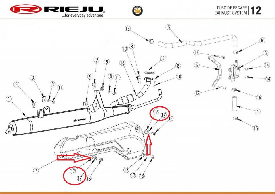 Rondelle pare-chaleur pot pour mobylette Rieju 50 HOBBY BYE BIKE 0/000.360.2007