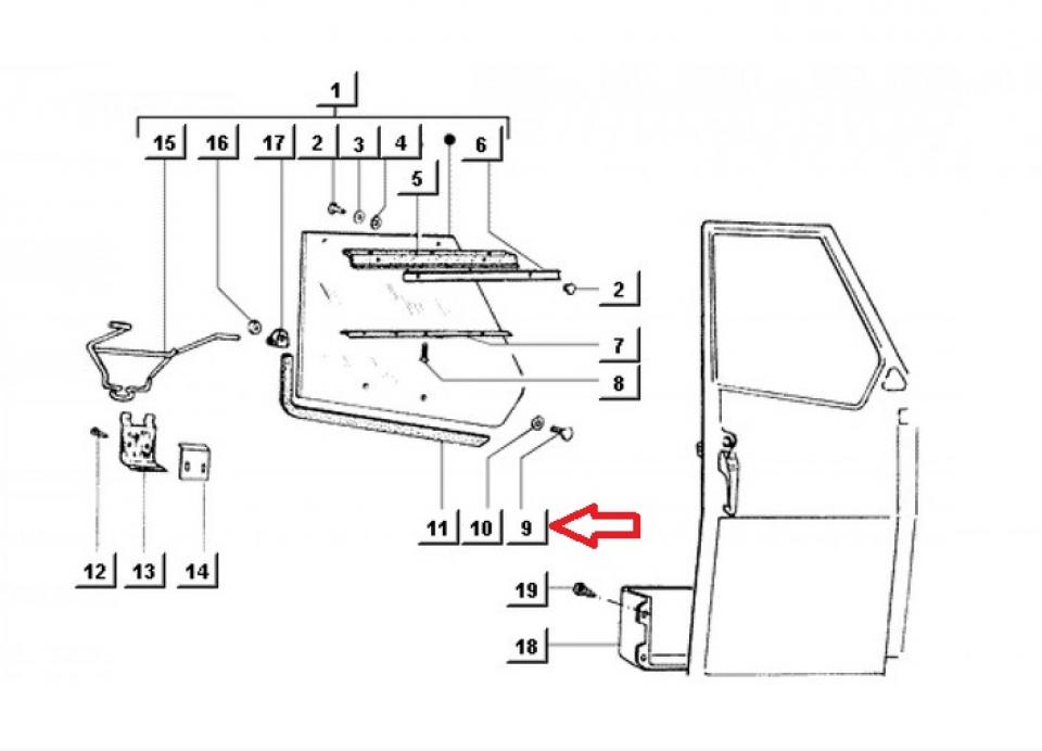 Boulon de charnière pour vitre de portière pour auto Piaggio 50 APE 1980 567607
