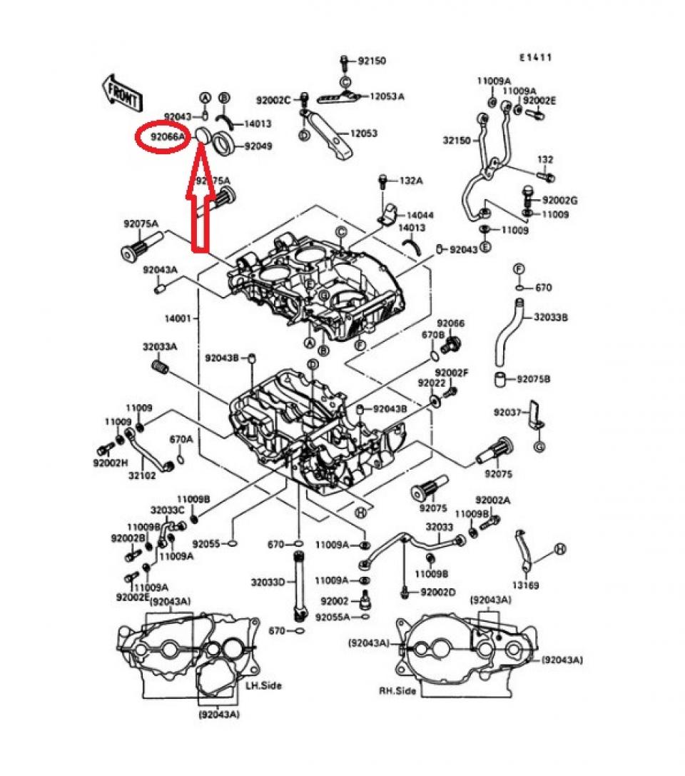 Bouchon carter moteur pour moto Kawasaki 450 LTD 920661208 EN450 A1 EZ2933A