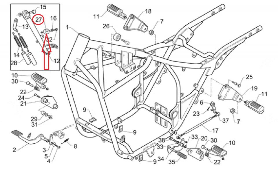 Butée caoutchouc béquille latérale pour scooter Aprilia 125 Leonardo AP8120338