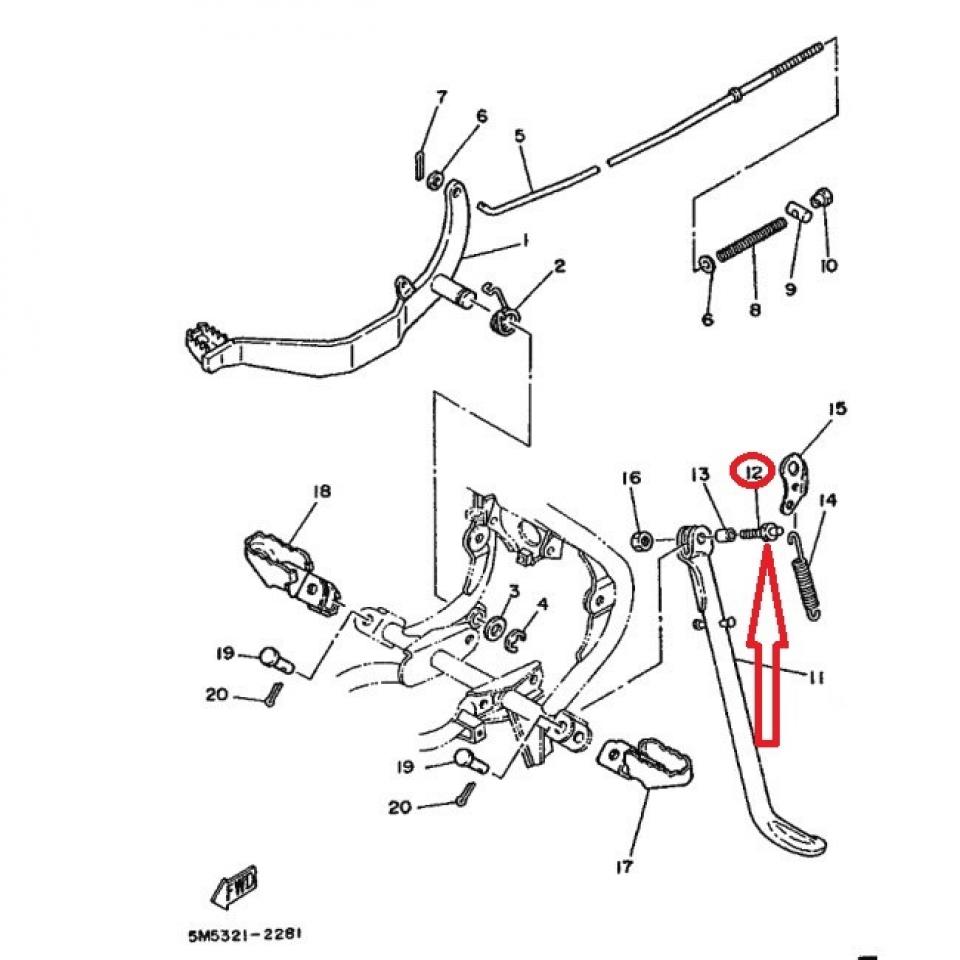 Axe de béquille latérale pour moto Yamaha 50 DTMX 1987 à 1988 901090882900 Neuf