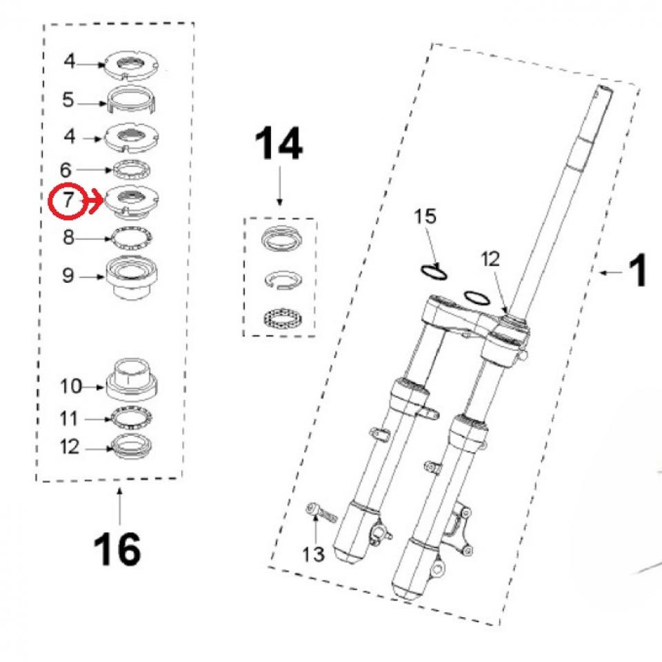 Écrou de roulement de direction origine pour scooter Peugeot 50 Ludix trend