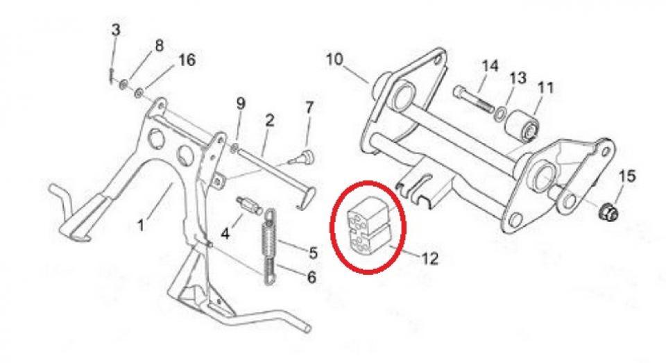 Silentbloc de support moteur pour scooter Aprilia 50 Gulliver 1995 à 1998 AP8220399