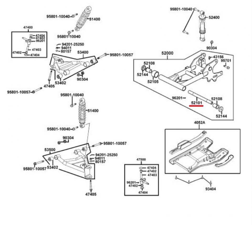 Entretoise d'axe de bras oscillant Origine quad Kymco 150 MXU 52101-LLB1-900