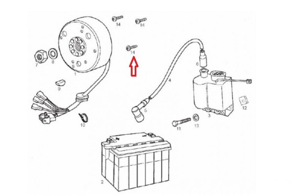 Vis de platine d'allumage origine pour moto Derbi moteur EURO 3 847233 M5 P0.80x10mm