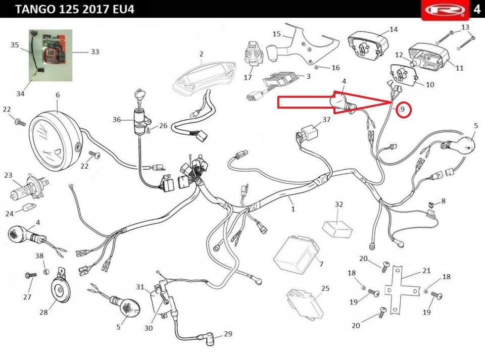 Faisceau électrique Feu arrière pour moto Rieju 125 Tango 2017 0/000.160.5003