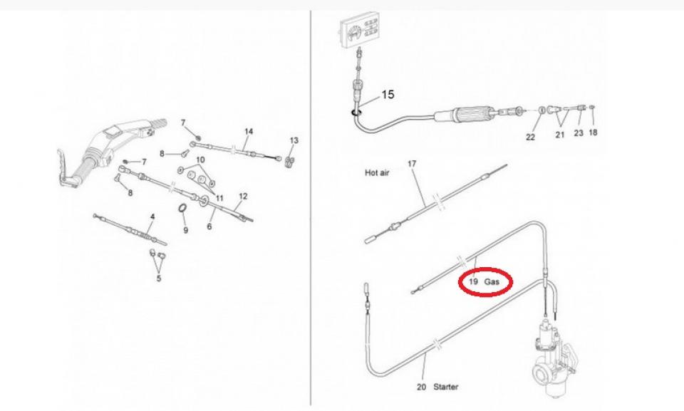 Câble de gaz accélérateur origine pour auto Piaggio 220 Ape Après 1982 224979