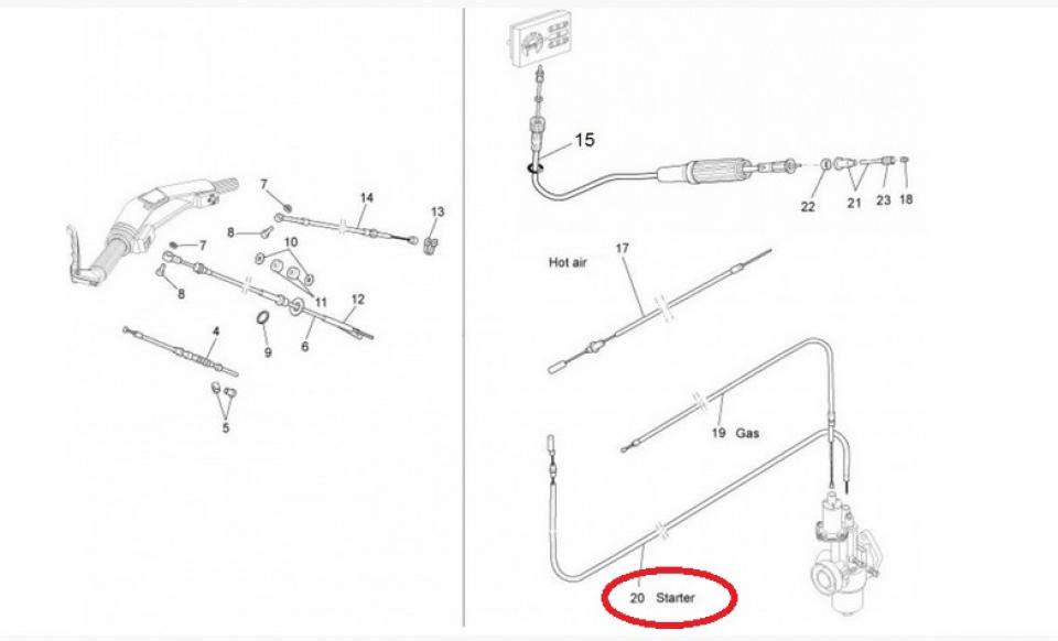 Câble de starter origine pour Auto Piaggio 220 Ape Après 1982 214168 Neuf