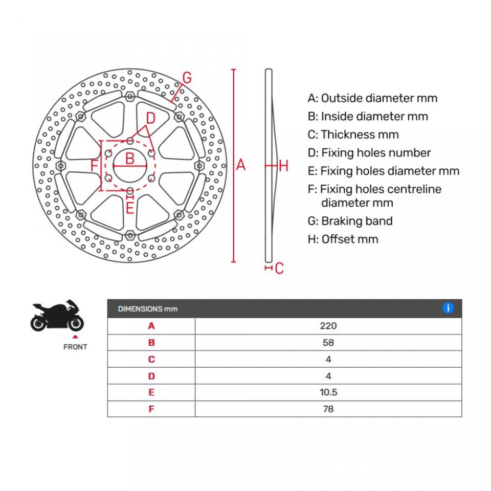 Disque de frein Ferodo pour Scooter Honda 150 PCX 2012 à 2017 AV Neuf