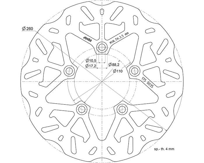 Disque de frein avant Polini pour Scooter Kymco 50 Agility R16 2008 à 2020 Neuf