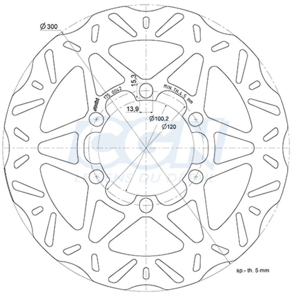 Disque de frein avant Polini pour scooter Polini 175.0042 Ø300mm Ep 5mm Neuf