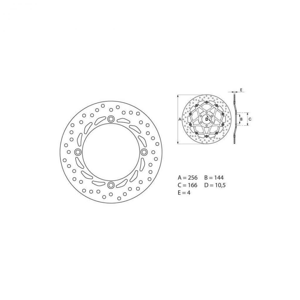 Disque frein AV Brembo pour moto Honda 750 Africa twin Ø256X144X4.2mm 68B407A5