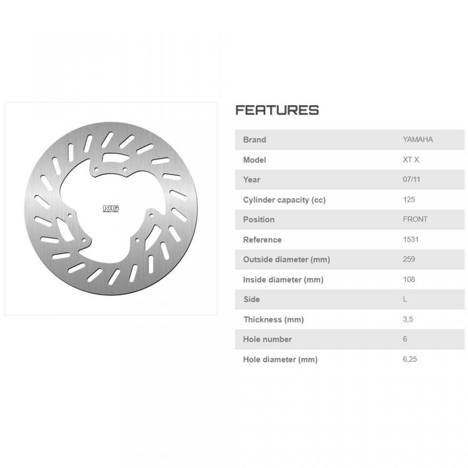 Disque frein avant NG Brakes pour moto Malaguti 50 XSM Supermotard 2007 à 2010