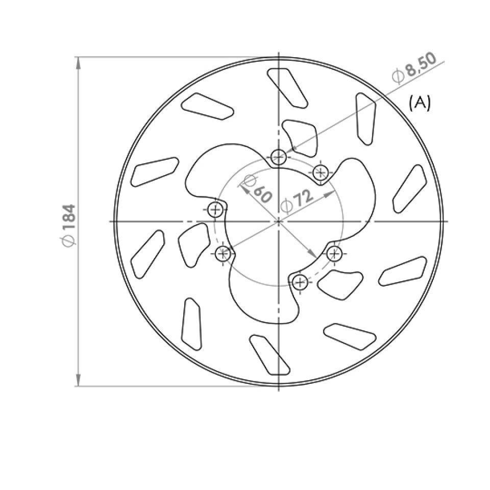 Disque de frein arrière NG Brakes pour moto Gilera 50 GSM Ø184mm 4mm 6 trous