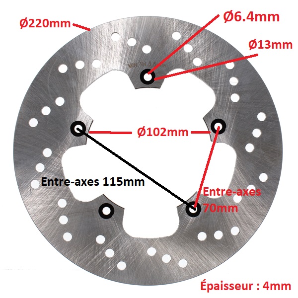 Disque de frein AR RMS Moto pour moto Yamaha 50 TZR 5WX-F582W-10-00 Ø220mm 4mm