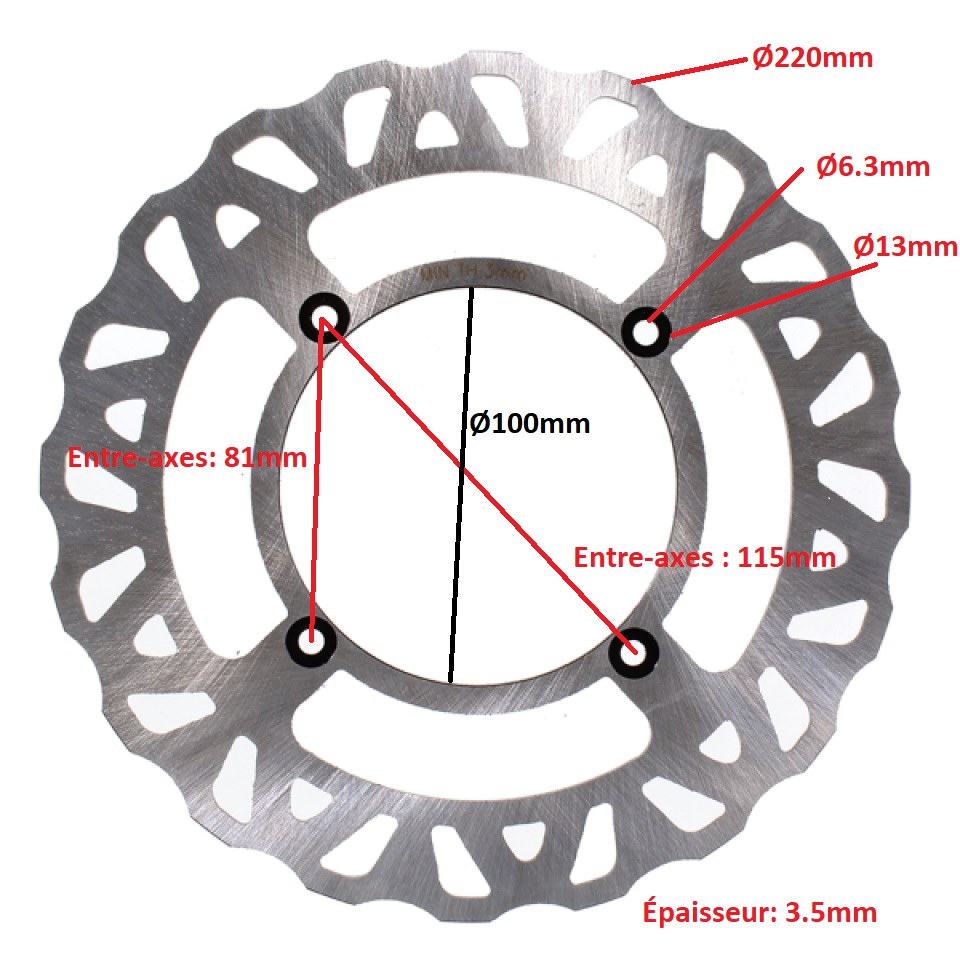 Disque frein AR RMS Moto pour moto Beta 50 RR Enduro 2T 024.42.001.0000 Ø220mm