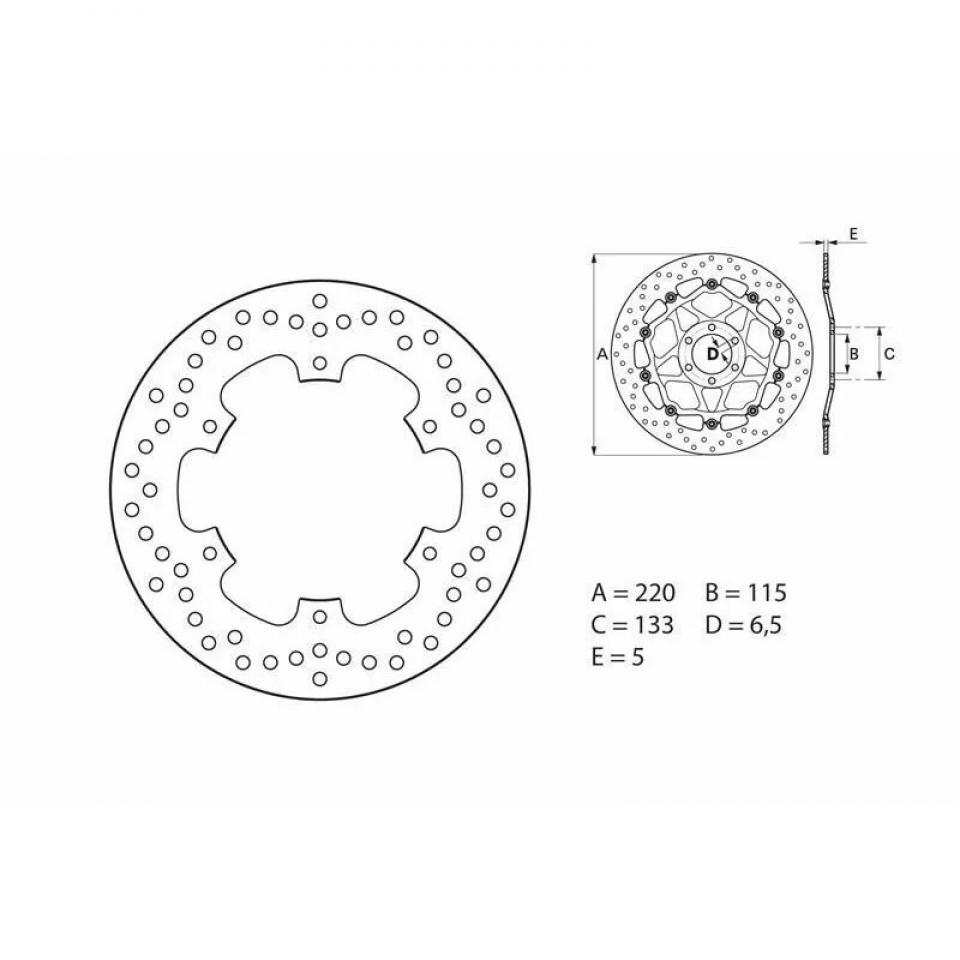 Disque de frein AR Brembo pour moto Yamaha 200 WR R Ø220X115X5.2mm 68B40756 Neuf