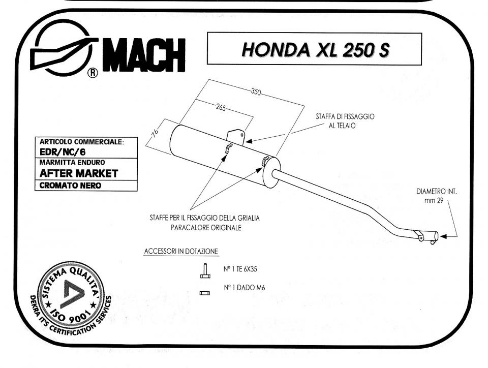 Silencieux d échappement Marving pour Moto Honda 250 Xl Sz Sa 1978 à 1981 Neuf