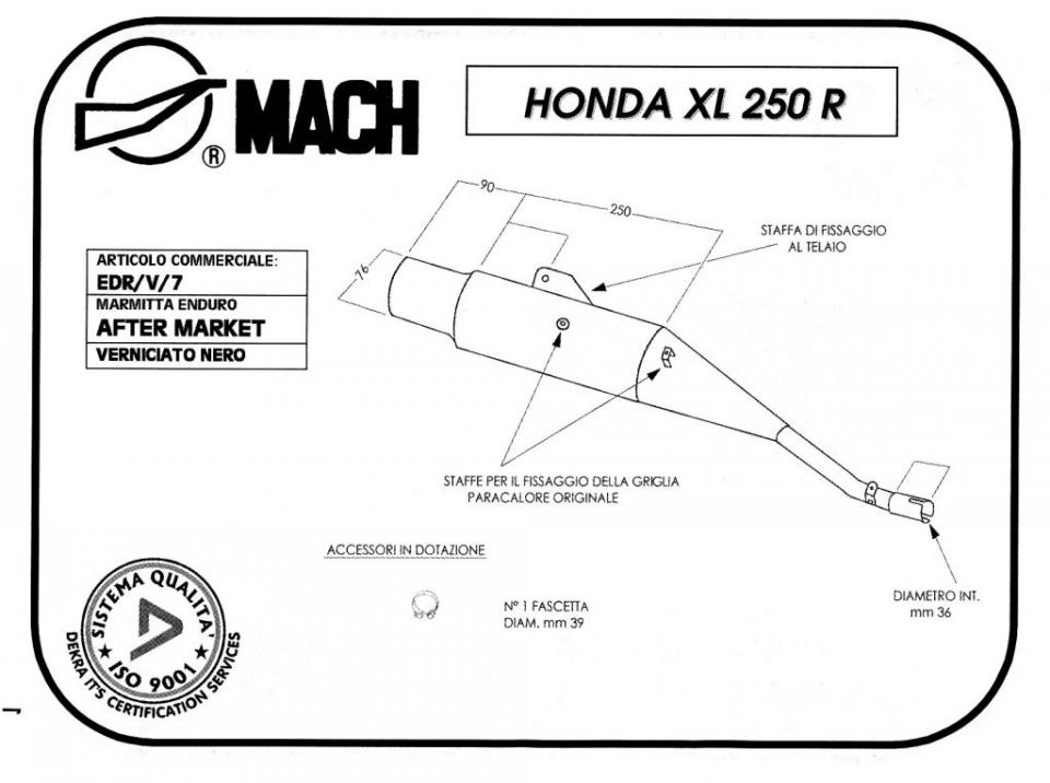 Silencieux d échappement Marving pour Moto Honda 250 Xl R 1982 à 1988 Neuf