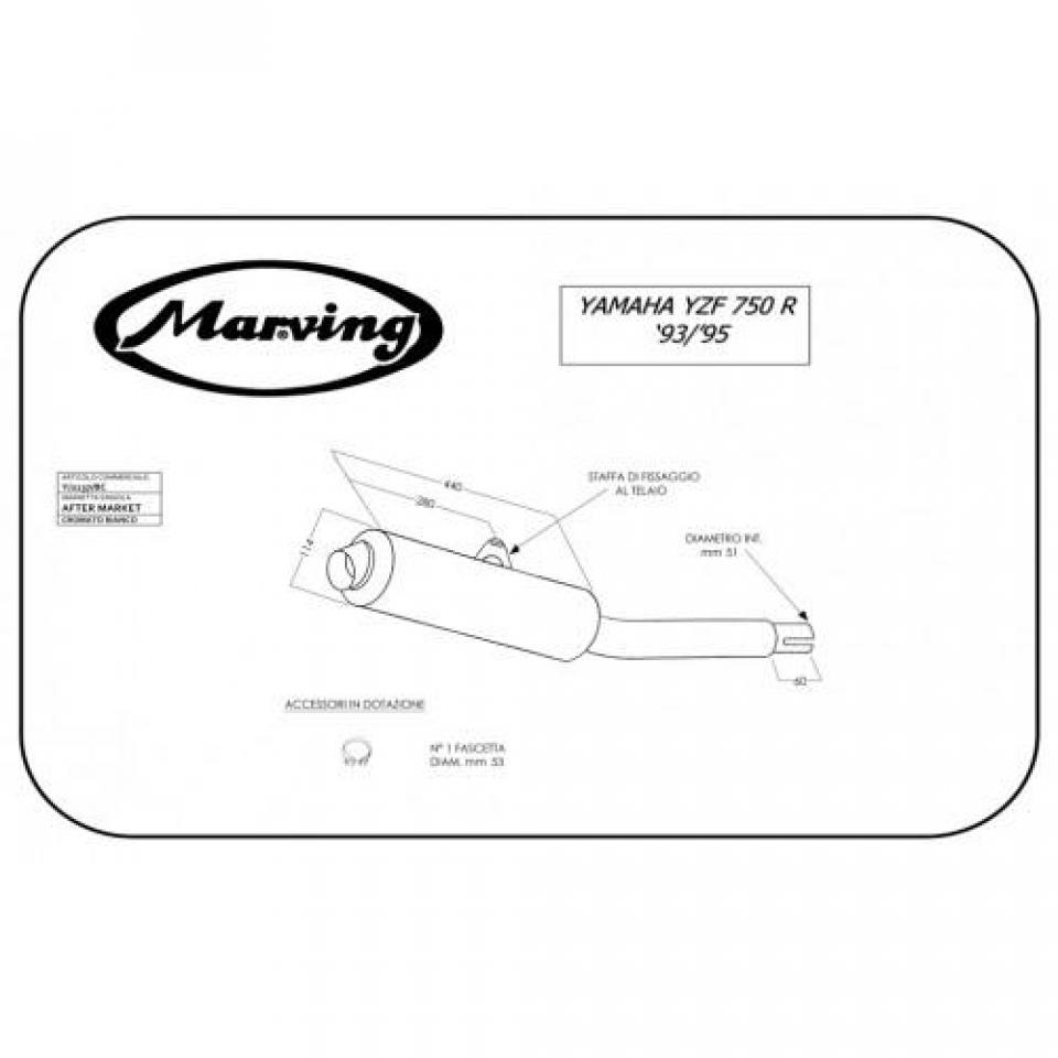 Silencieux d échappement Marving pour Moto Yamaha 750 Yzf Rr/Sp 1993 à 1995 Neuf