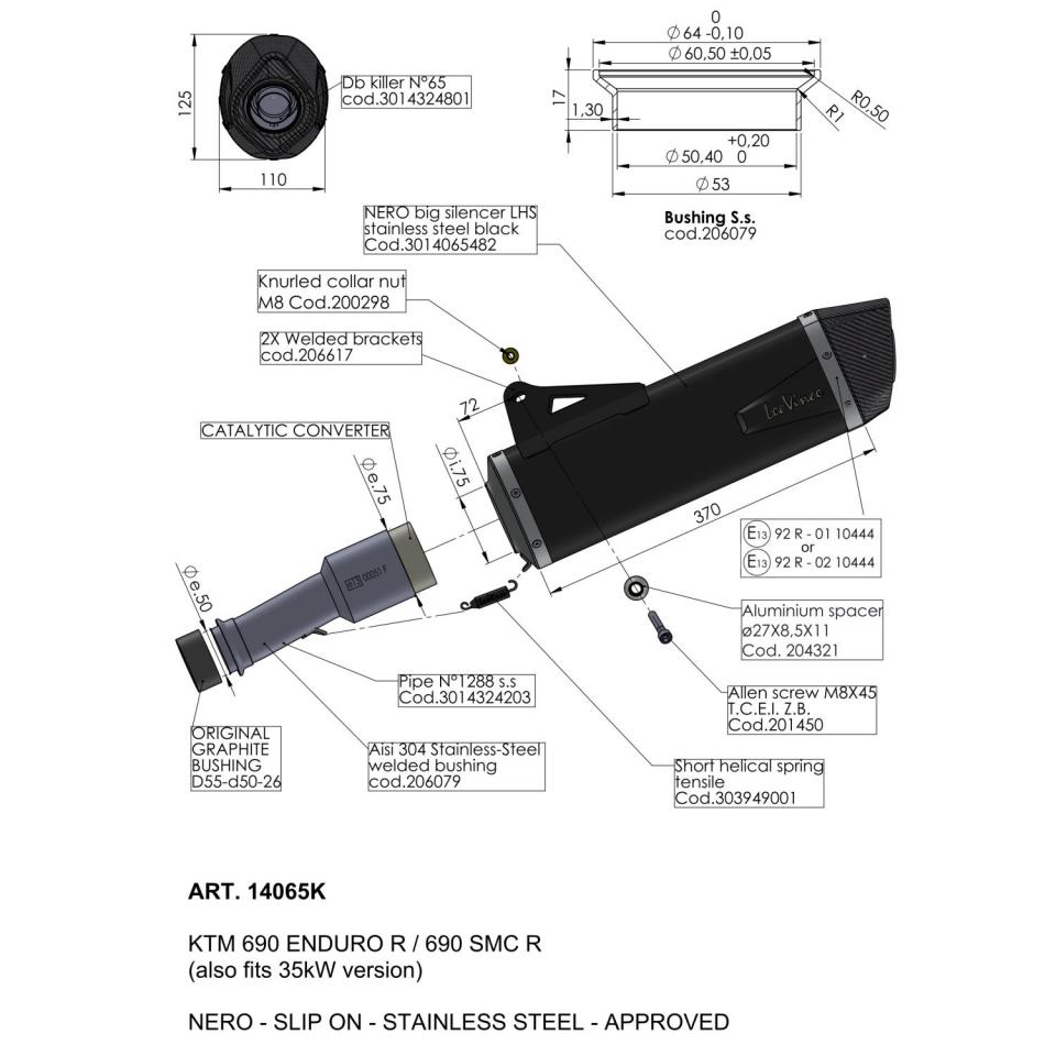 Silencieux d échappement Leovince pour Moto KTM 690 Enduro R 2019 à 2020 14065K Neuf