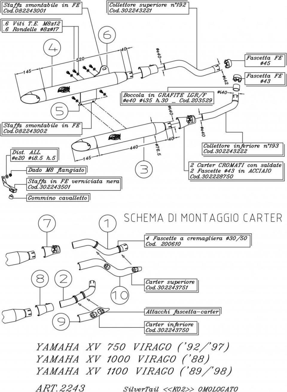 Silencieux d échappement Leovince pour Moto Yamaha 750 XV Virago 1992 à 2000 2243 Neuf