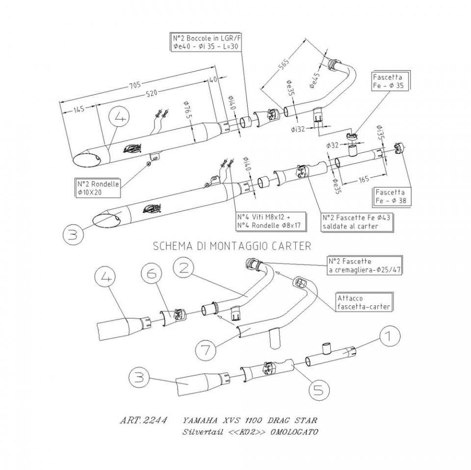 Silencieux d échappement Leovince pour Moto Yamaha 1100 Xvs S Dragstar 1999 à 2003 2244 Neuf
