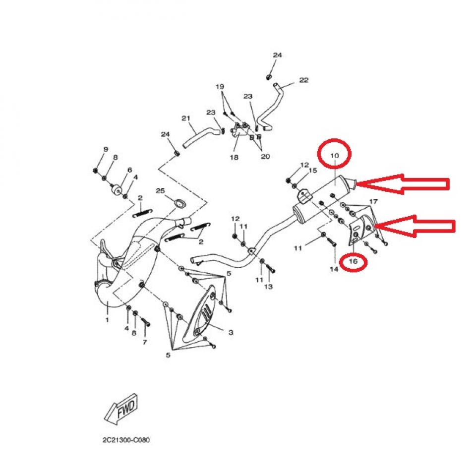 Silencieux échappement pour moto Yamaha 50 DTR 2007-11 13C-E4750-00 Malaguti S2
