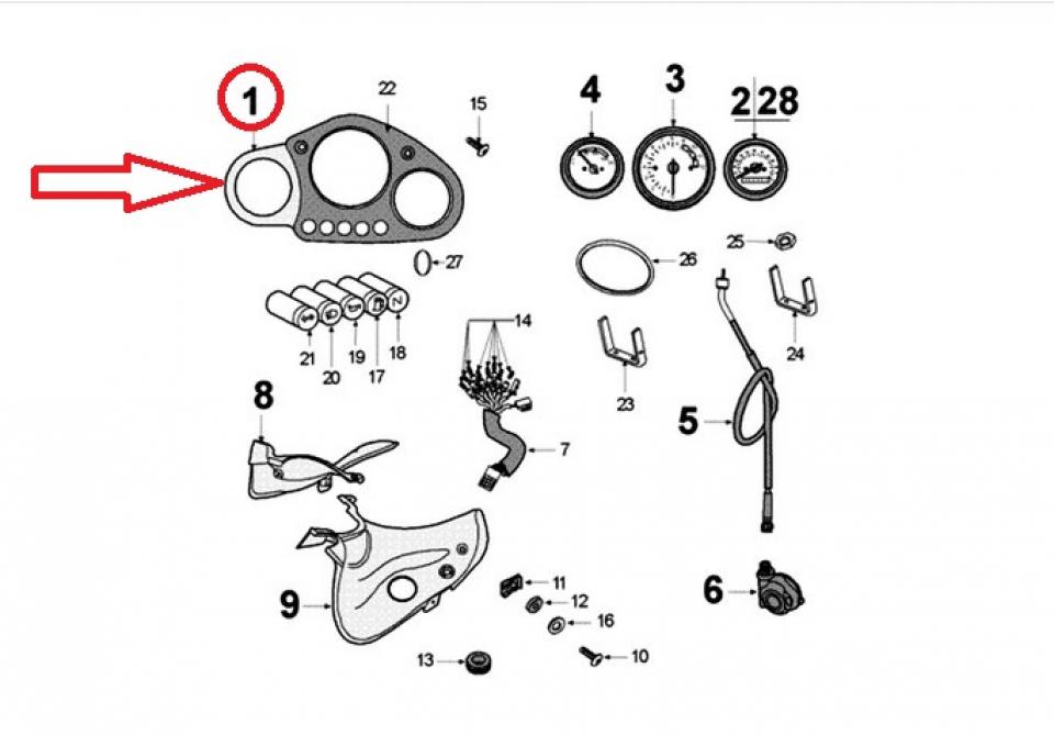 Entourage de compteur 754437 origine pour moto Peugeot 50 XR6 2004 à 2007 Neuf