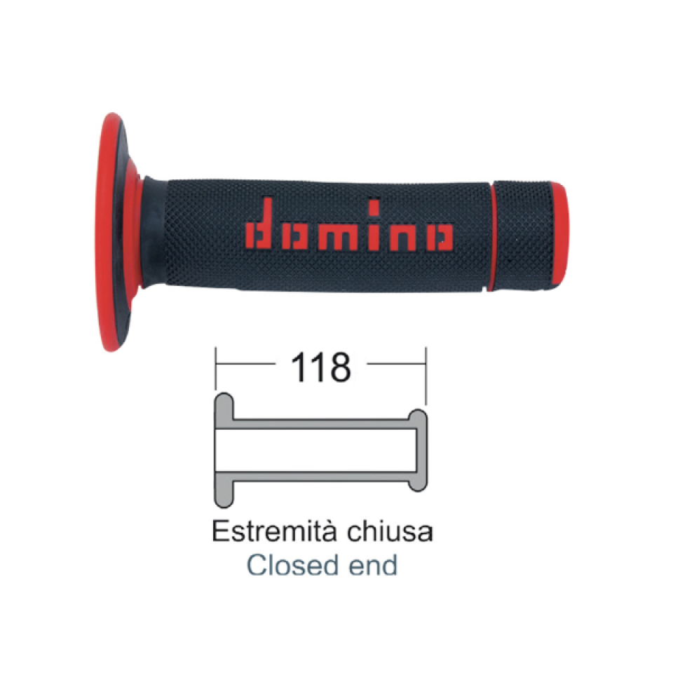 Poignée Domino A020 noir rouge pour moto enduro TT cross 50 à boîte Neuf