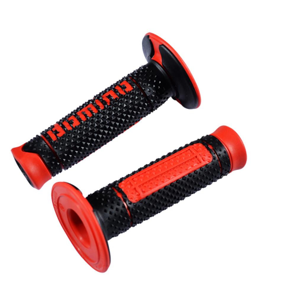 Poignée revêtement noir rouge pour moto cross enduro DOMINO A260 DSH full grip