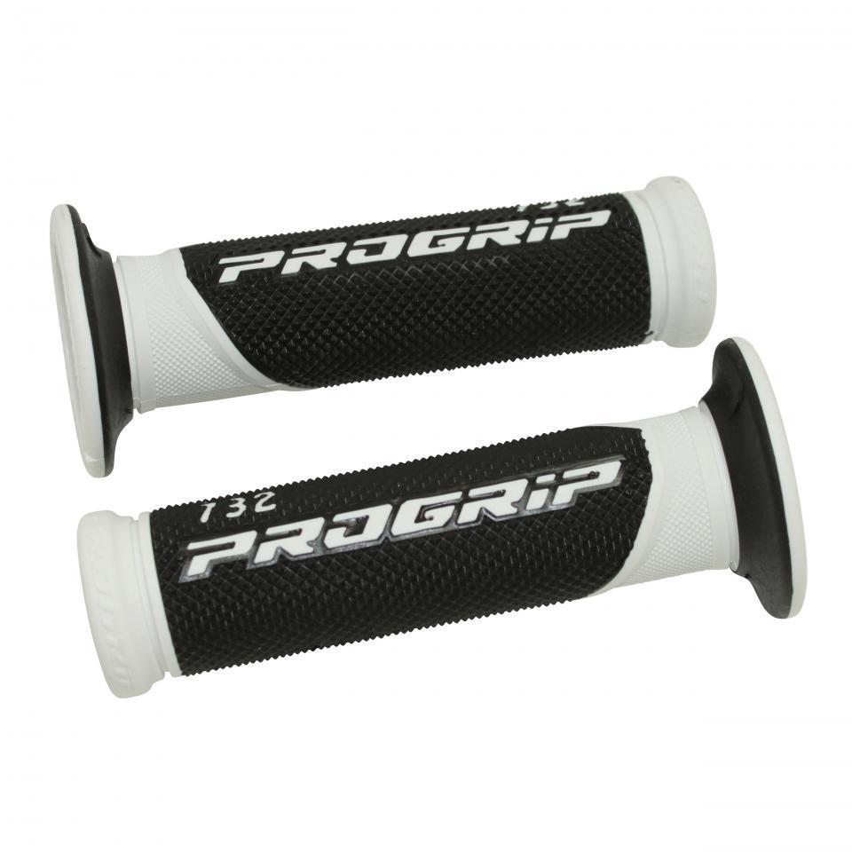 Paire de poignée noir et blanc ProGrip Road 732 pour moto scooter fermée en bout