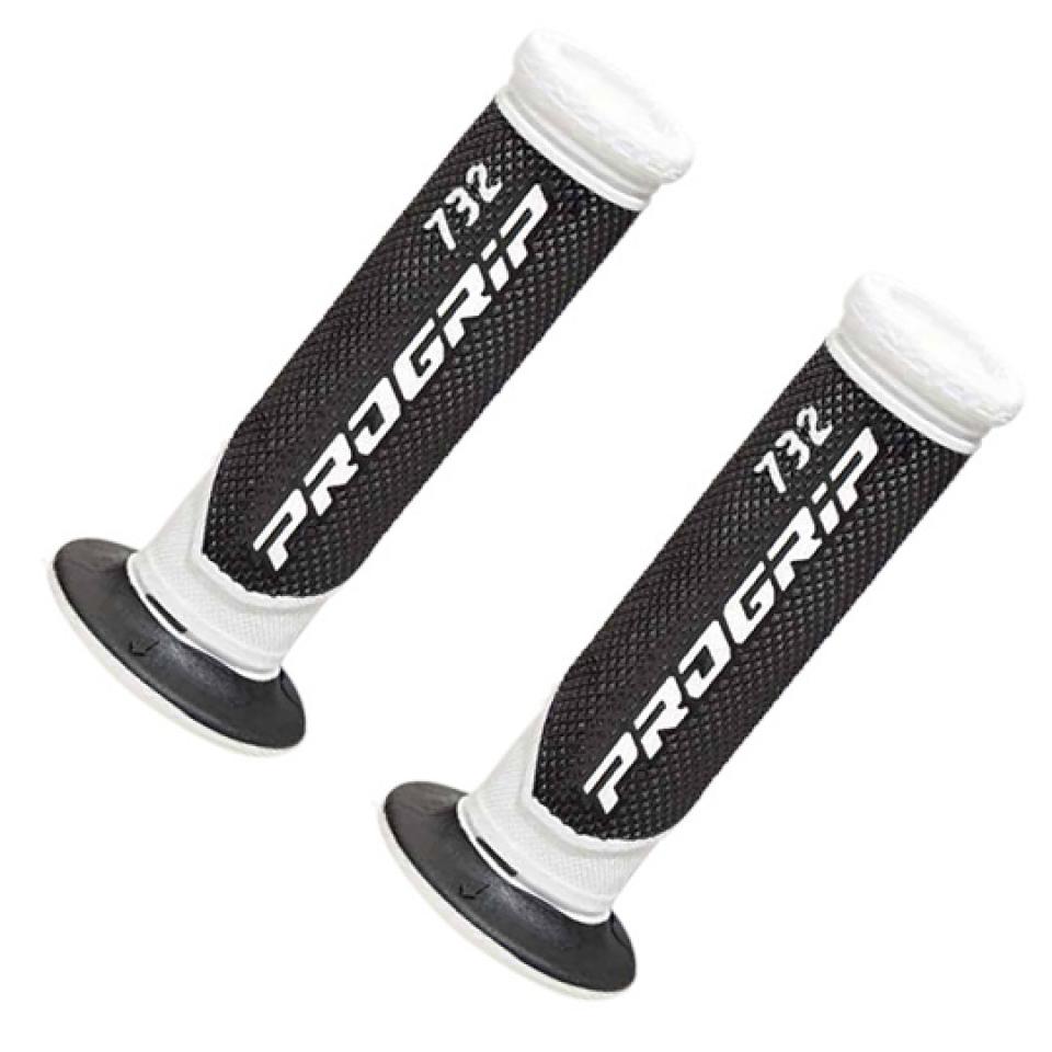 Paire de poignée noir et blanc ProGrip Road 732 pour moto scooter fermée en bout