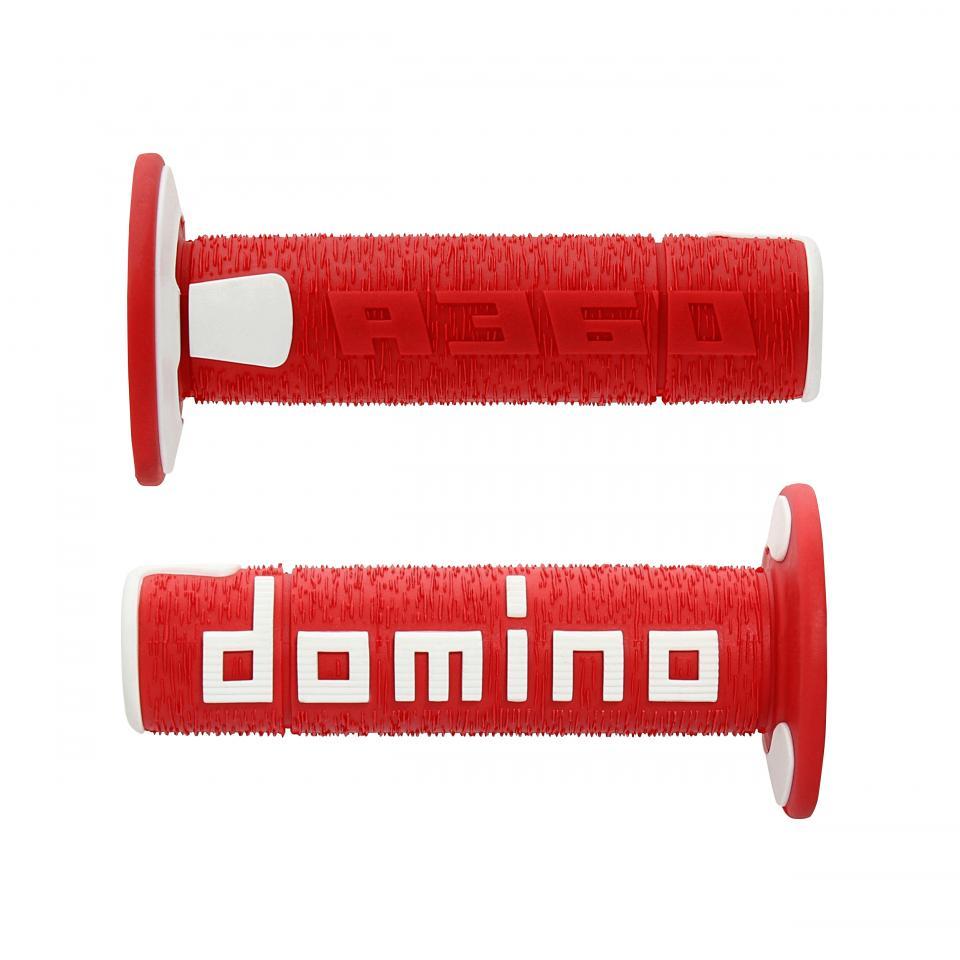 Poignées revêtement guidon off road Domino A360 rouge et blanc pour moto cross