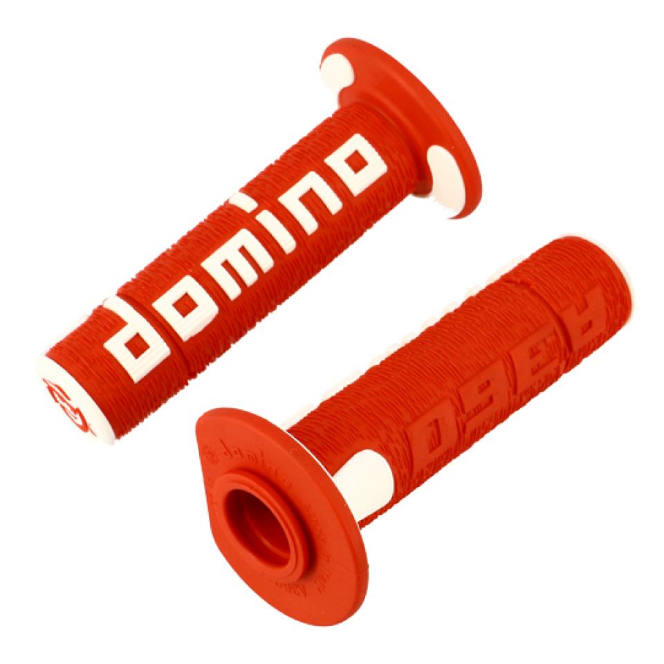 Poignées revêtement guidon off road Domino A360 rouge et blanc pour moto cross