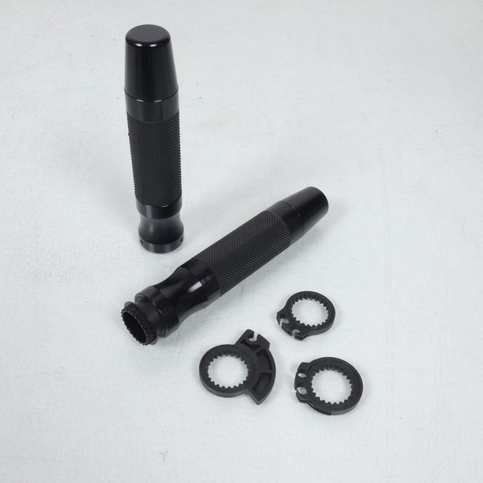 Paire poignée aluminium Cônes Ø22mm Noir adaptable pour moto Neuf