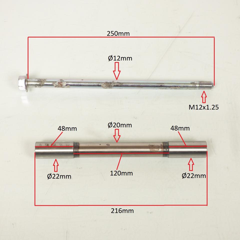 Axe bras oscillant pour moto Yamaha 125 WRX 2009 à 2013 VG5DE Ø12mm x 260mm